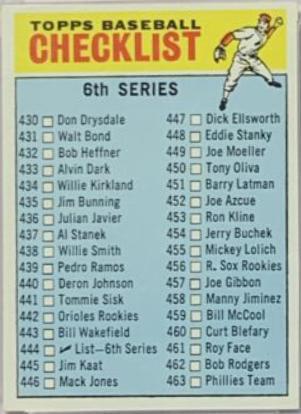 Checklist 430-506 [456 is R. Sox Rookies] #444