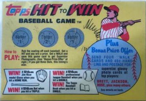 Hit to Win Baseball Game Card