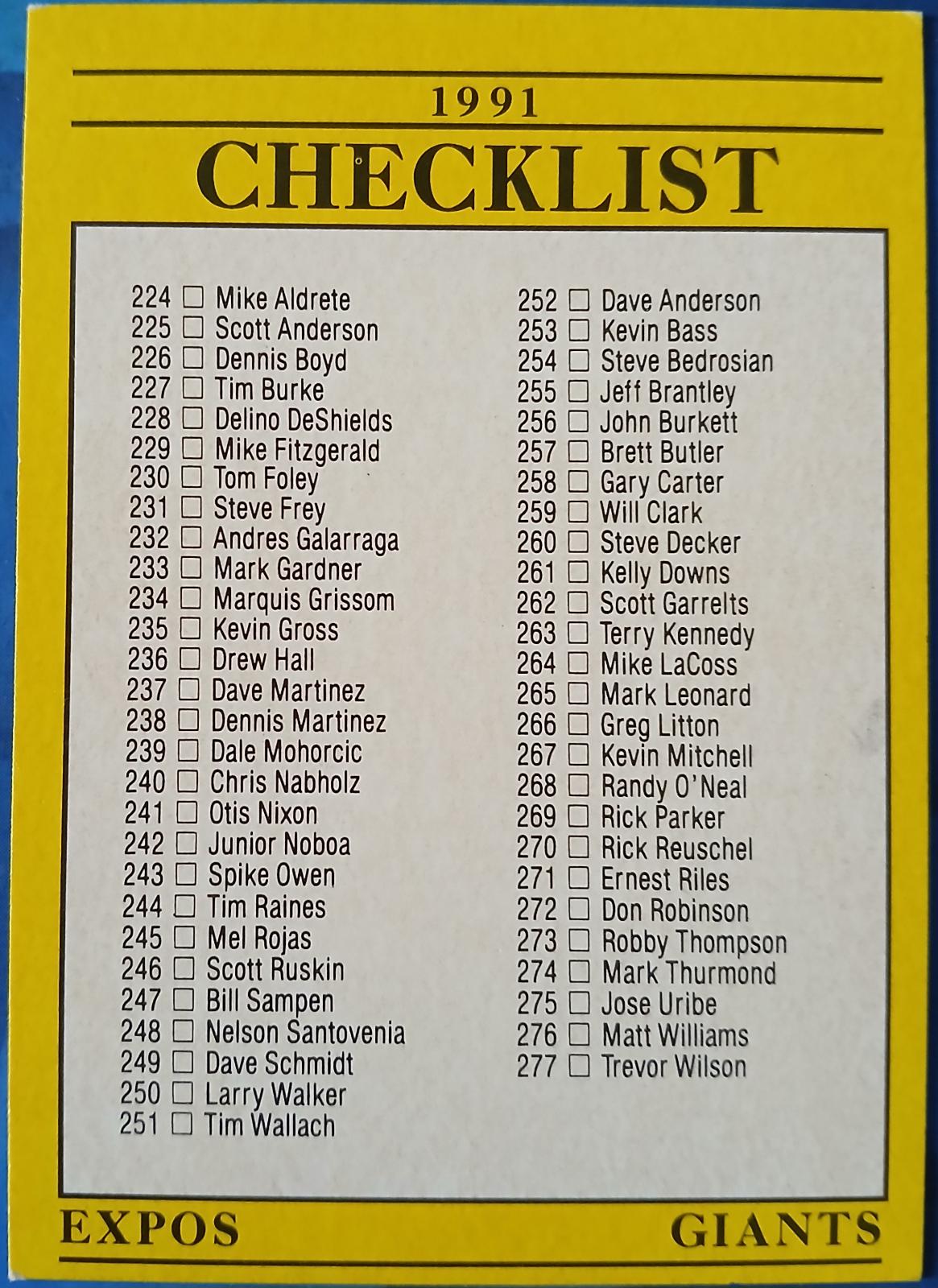 Angels, Expos, Giants, Rangers [Checklist] #716