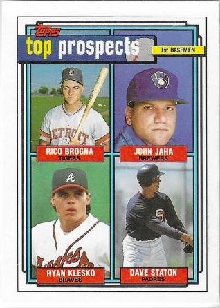 1992 Top Prospects 1st Basemen: Rico Brogna / John Jaha / Ryan Klesko / Dave Staton #126