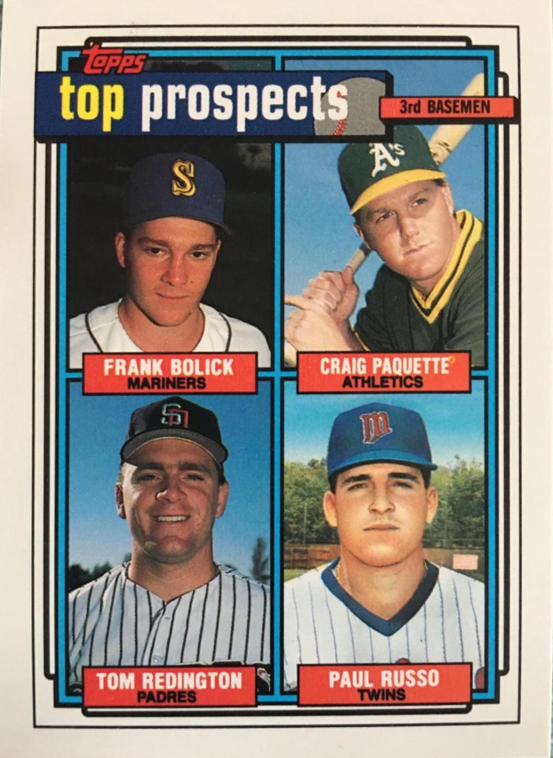 1992 Top Prospects 3rd Basemen: Frank Bolick / Craig Paquette / Tom Redington / Paul Russo #473