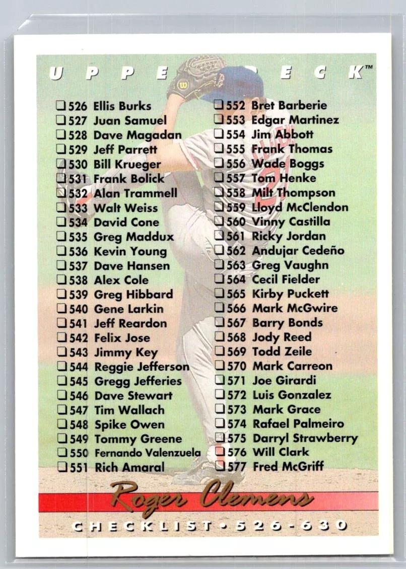Checklist: Roger Clemens #630