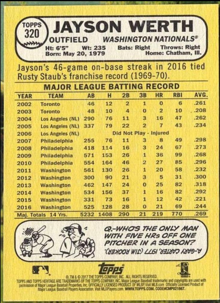 Jayson Werth [Bright Yellow Back] #320