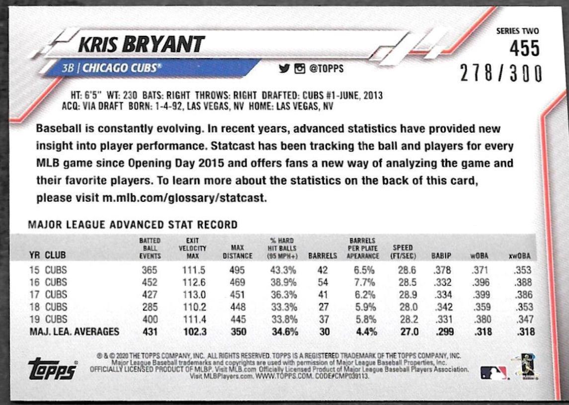 Kris Bryant [Advanced Stat] #455