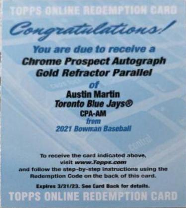 Austin Martin [Gold Refractor] #CPA-AM