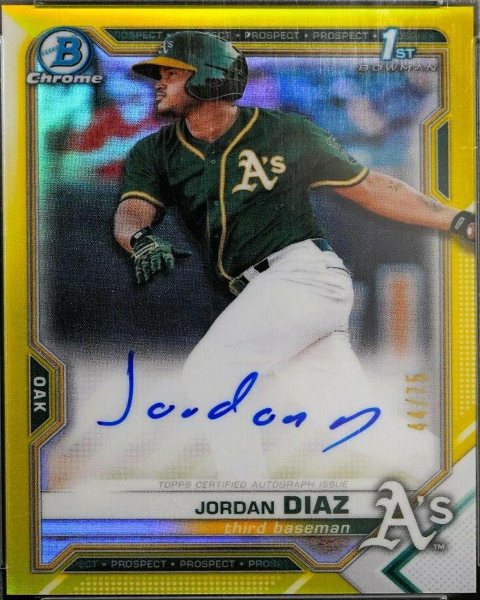 Jordan Diaz [Yellow Refractor] #CPA-JDI