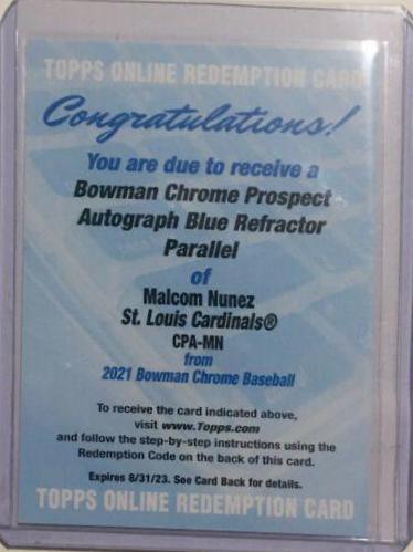 Malcom Nunez [Blue Refractor] #CPA-MN