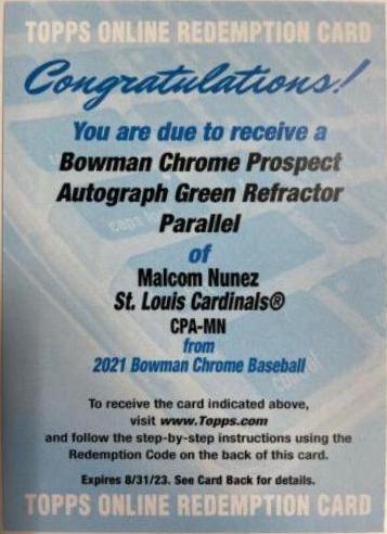 Malcom Nunez [Green Refractor] #CPA-MN