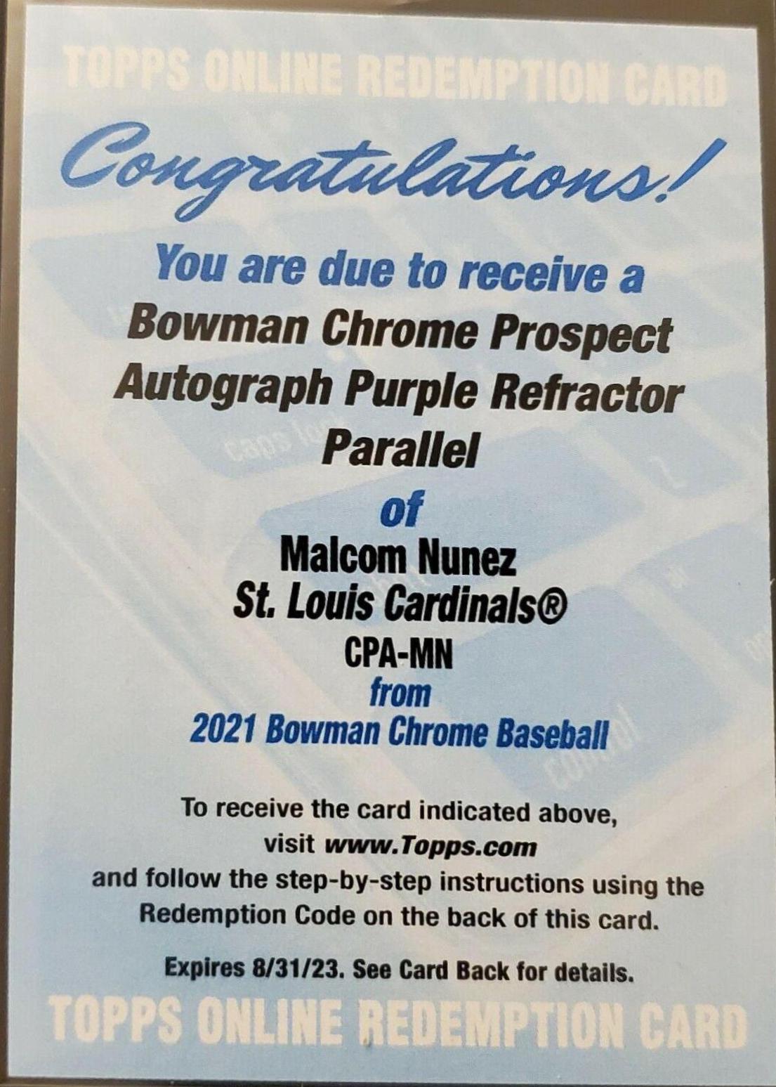 Malcom Nunez [Purple Refractor] #CPA-MN