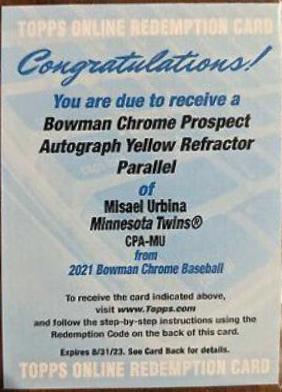 Misael Urbina [Yellow Refractor] #CPA-MU