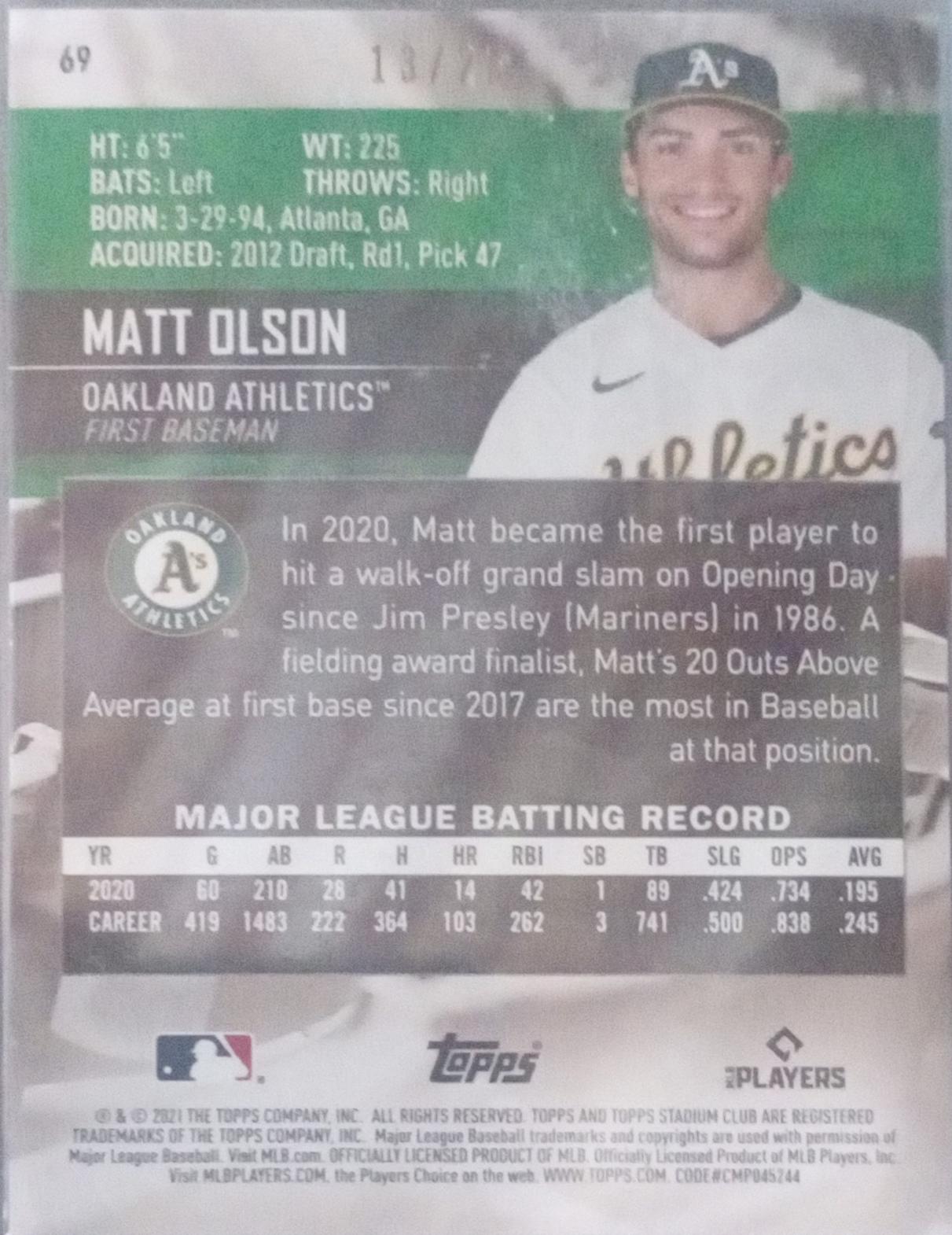 Matt Olson [Rainbow Foilboard] #69