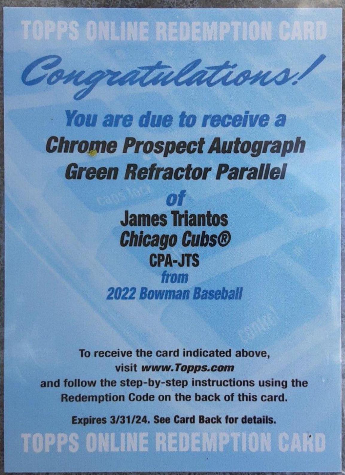James Triantos [Green Refractor] #CPA-JTS