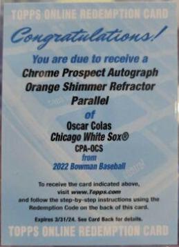 Oscar Colas [Orange Shimmer Refractor] #CPA-OCS
