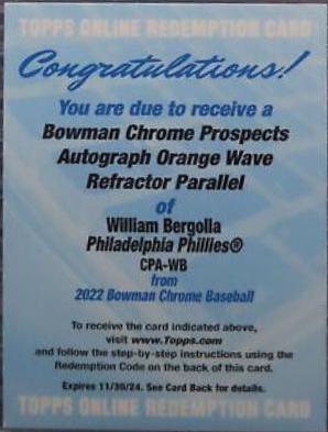 William Bergolla [Orange Wave Refractor] #CPA-WB