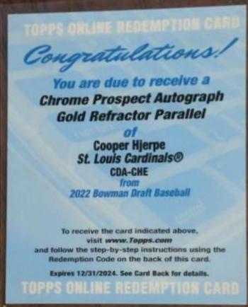 Cooper Hjerpe [Gold] #CDA-CHE