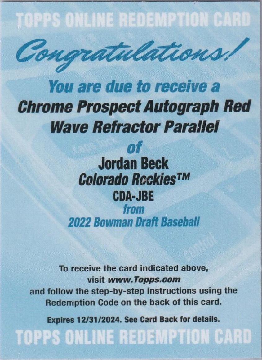 Jordan Beck [Red Wave] #CDA-JBE
