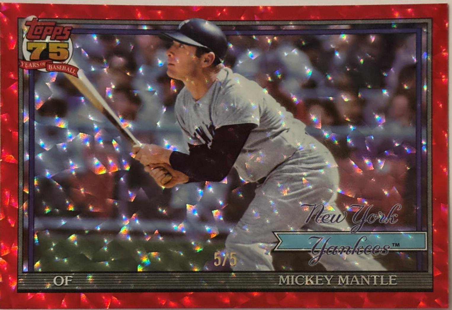 Mickey Mantle [Red Crackleboard Foil] #T91-48