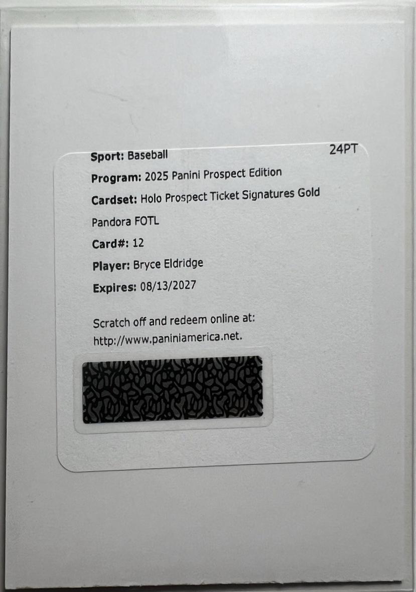 Bryce Eldridge [Gold Pandora Holo Ticket Signature] #12