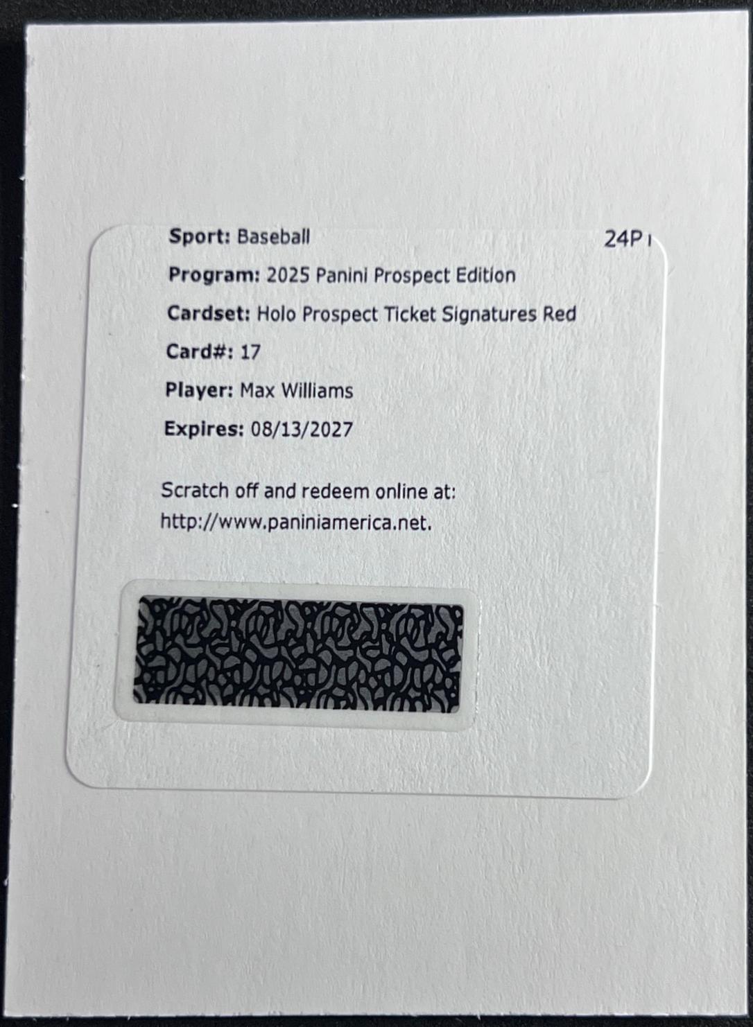 Max Williams [Red Holo Ticket Signature] #17