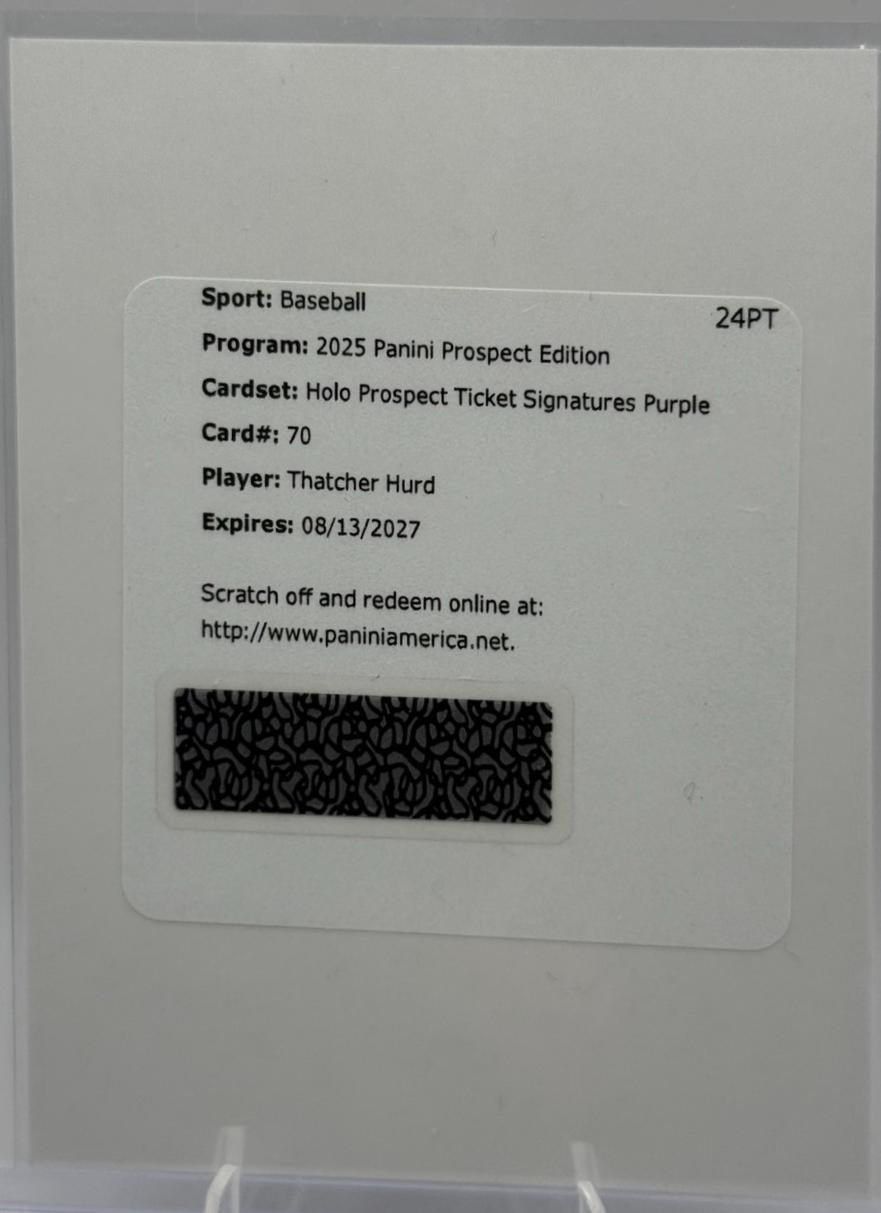 Thatcher Hurd [Purple Holo Ticket Signature] #70