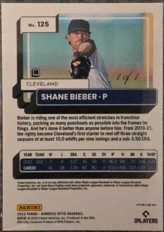 Shane Bieber [Black Finite] #125