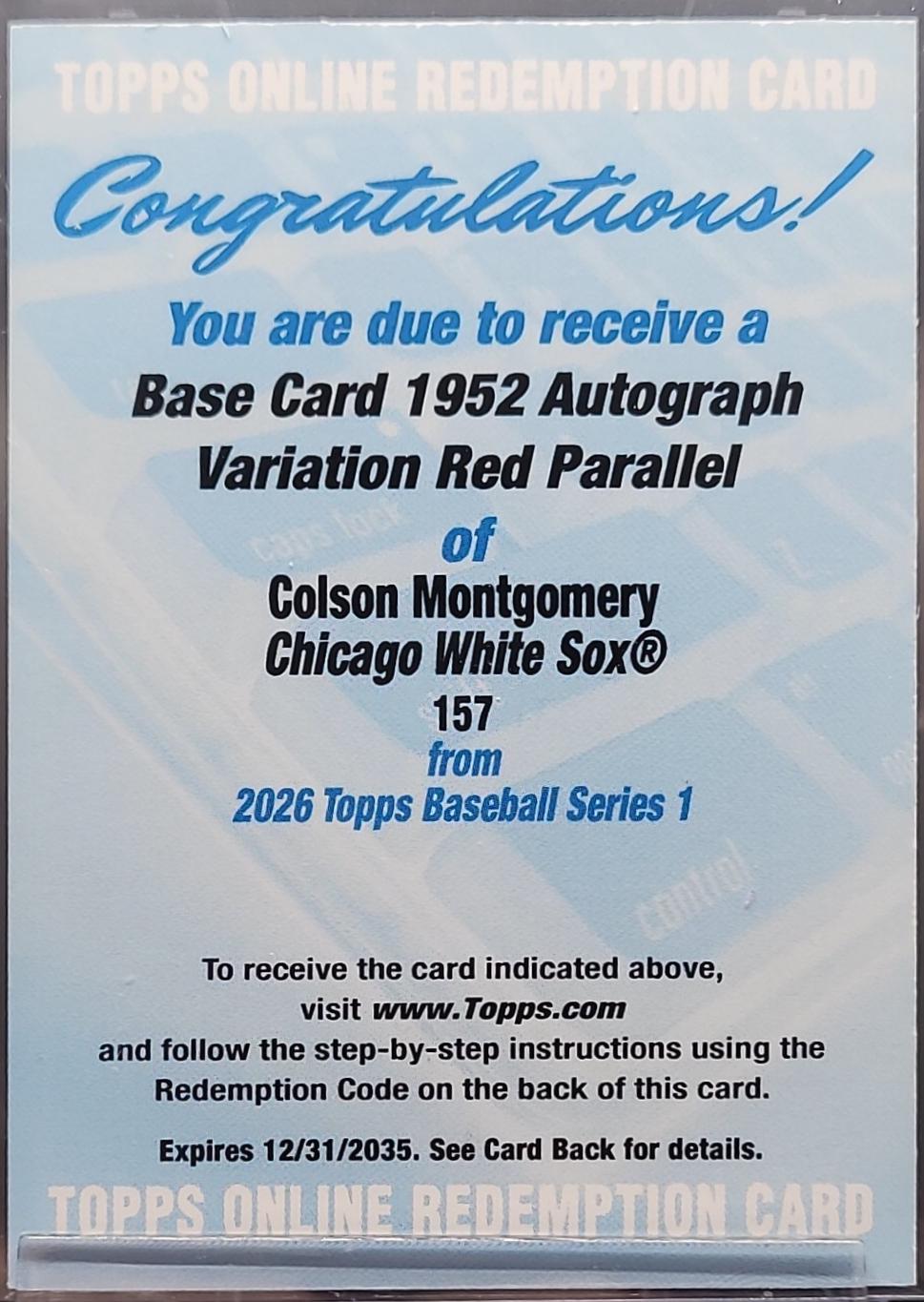 Colson Montgomery [Red 1952 Variation Autograph] #157