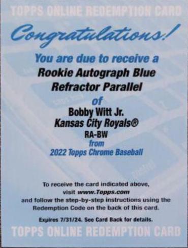 Bobby Witt Jr. [Blue Refractor] #RA-BW