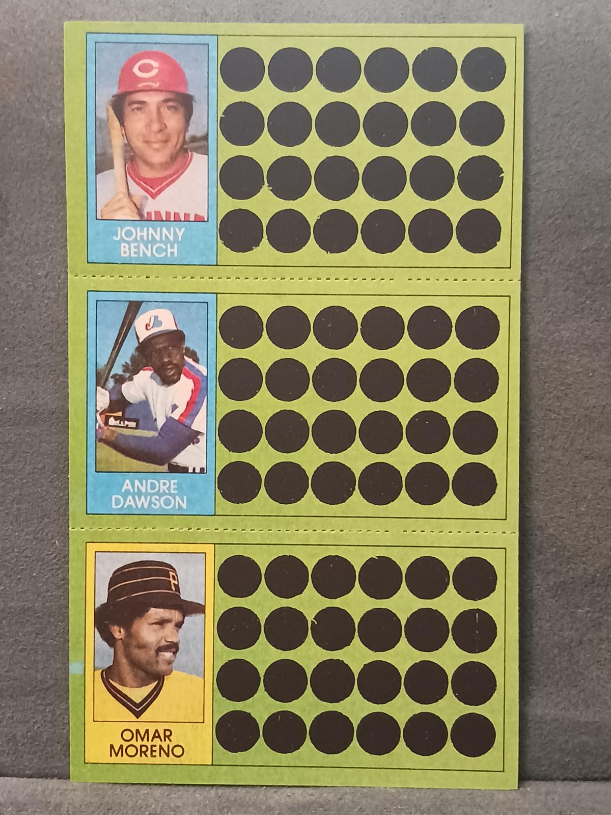 Johnny Bench, Andre Dawson, Omar Moreno #64, 90, 100