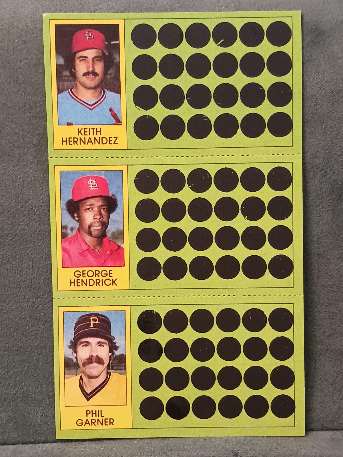 Keith Hernandez, George Hendrick, Phil Garner #67, 85, 102
