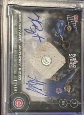 Anthony Rizzo, Kris Bryant [Game Used Base Autograph Purple] #663-D