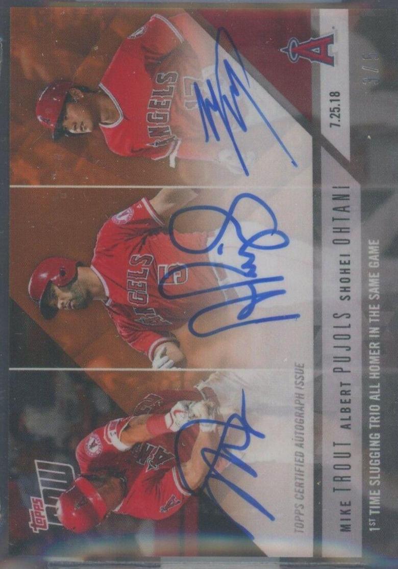 Albert Pujols, Mike Trout, Shohei Ohtani [Autograph Purple] #502A