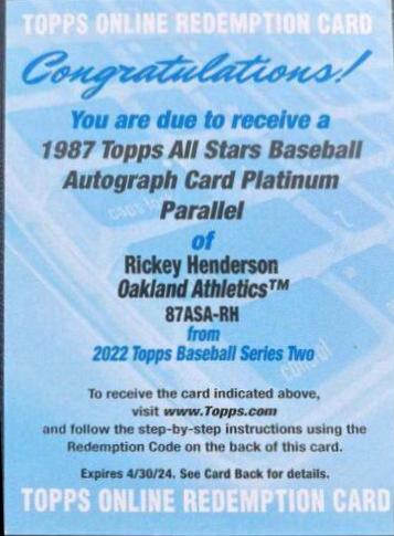 Rickey Henderson #87ASA-RH