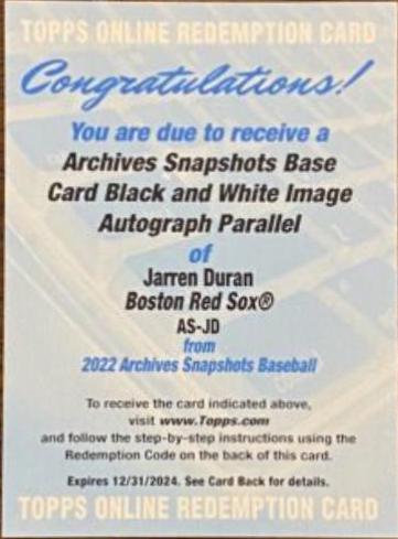 Jarren Duran [Black & White] #AS-JD