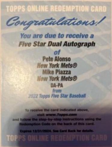 Pete Alonso / Mike Piazza #DA-PA