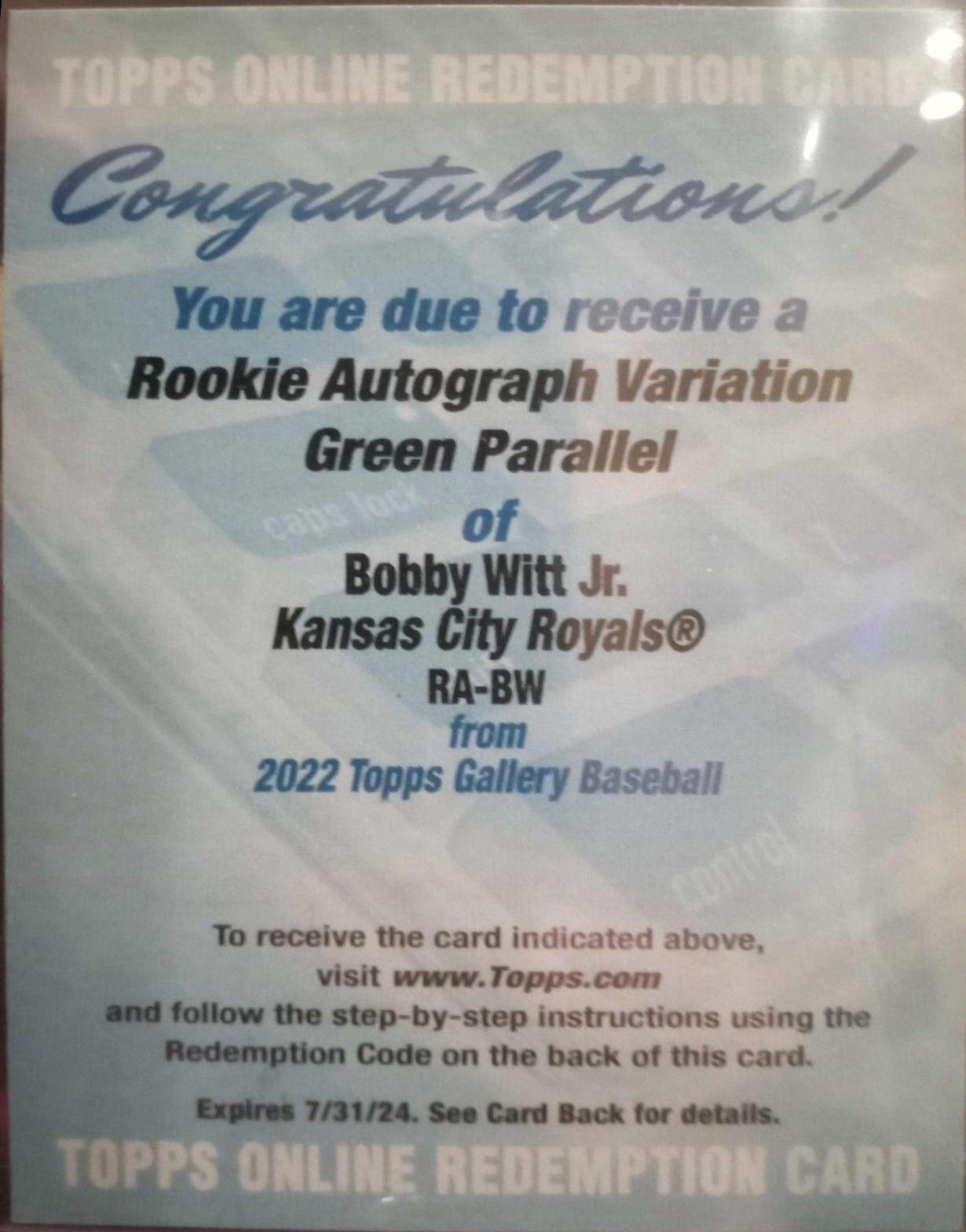 Bobby Witt Jr. [Green] #RA-BW