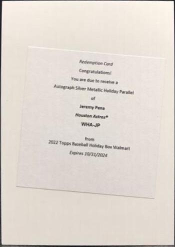 Jeremy Pena [Silver Metallic] #WHA-JP