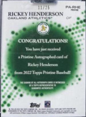 Rickey Henderson [Orange Refractor] #PA-RHE