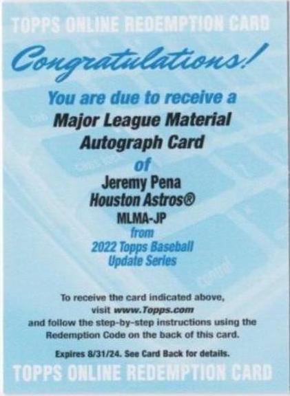 Jeremy Pena #MLMA-JP