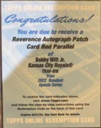 Bobby Witt Jr. [Red] #TRAP-BW