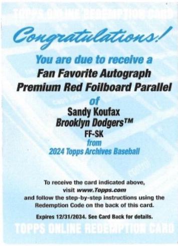 Sandy Koufax [Red] #FF-SK