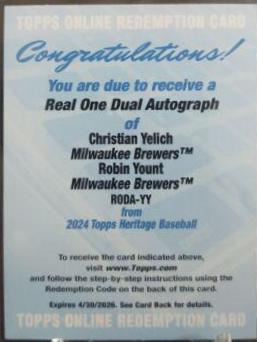 Robin Yount / Christian Yelich #RODA-YY