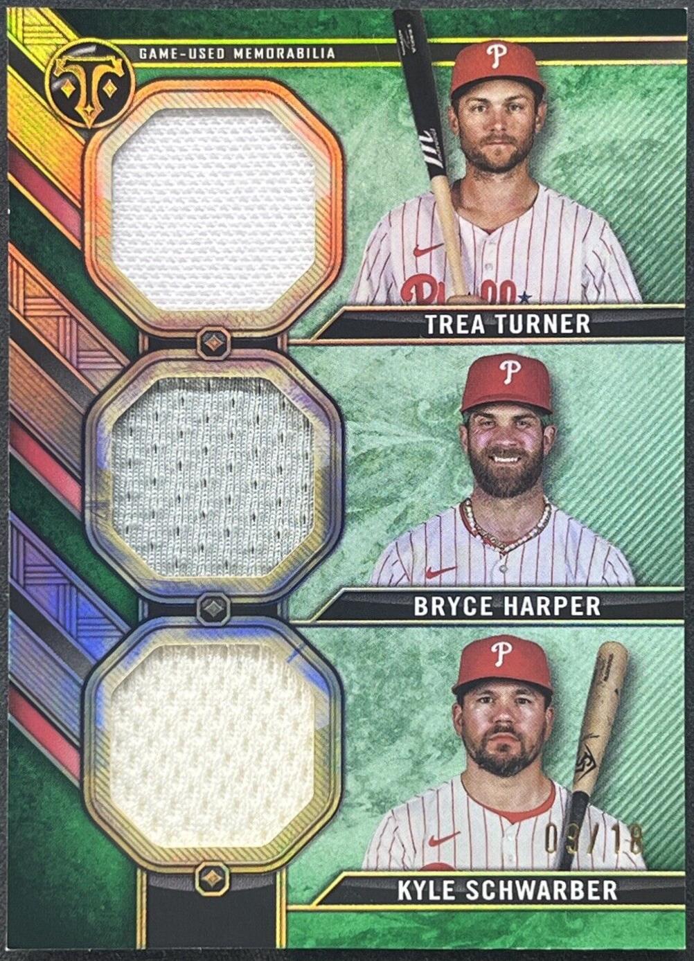 Trea Turner / Bryce Harper / Kyle Schwarber [Emerald] #RCC-THS