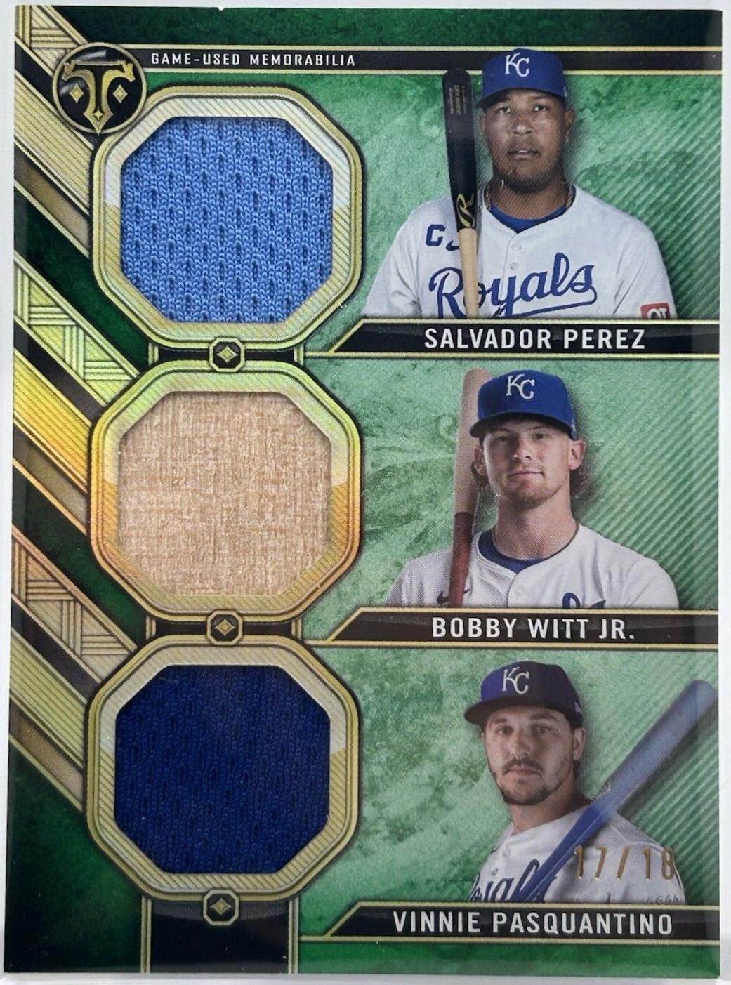 Vinnie Pasquantino / Bobby Witt Jr. / Salvador Perez [Emerald] #RCC-PWP