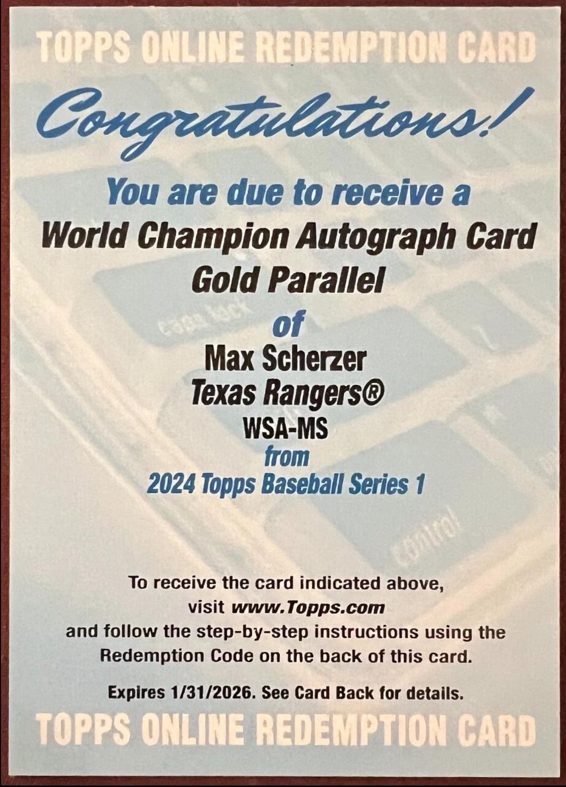 Max Scherzer [Gold] #WSA-MS