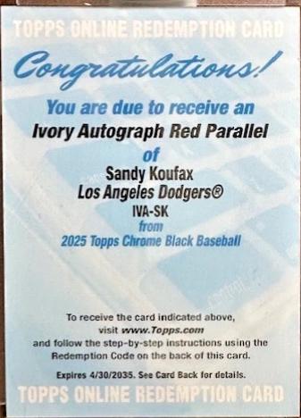 Sandy Koufax [Red Trim Refractor] #IVA-SK