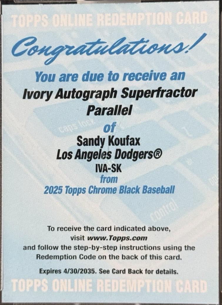 Sandy Koufax [Superfractor] #IVA-SK