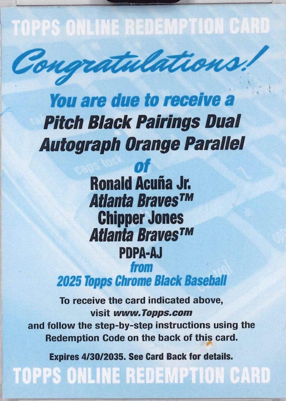 Chipper Jones / Ronald Acuna Jr. [Orange Trim Refractor] #PDPA-AJ