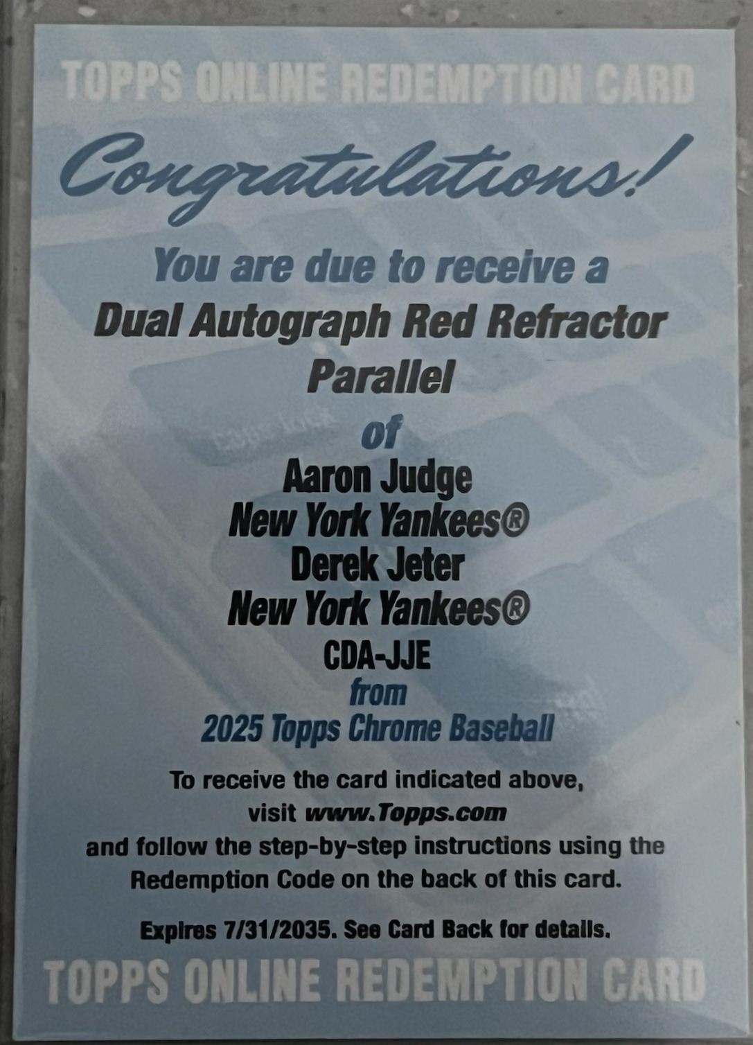 Aaron Judge/Derek Jeter [Red Refractor] #CDA-JJE