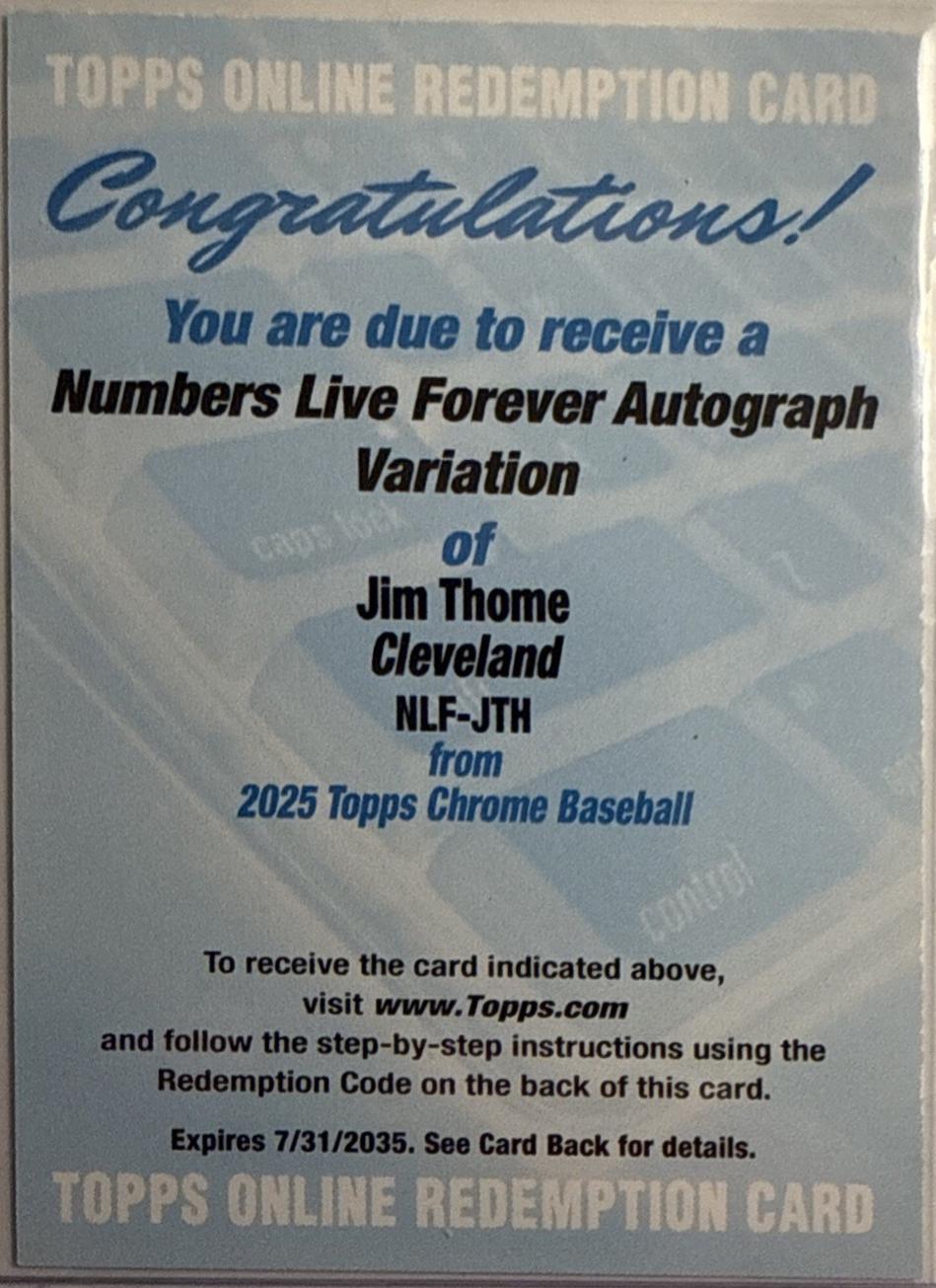 Jim Thome [Autograph] #NLF-3