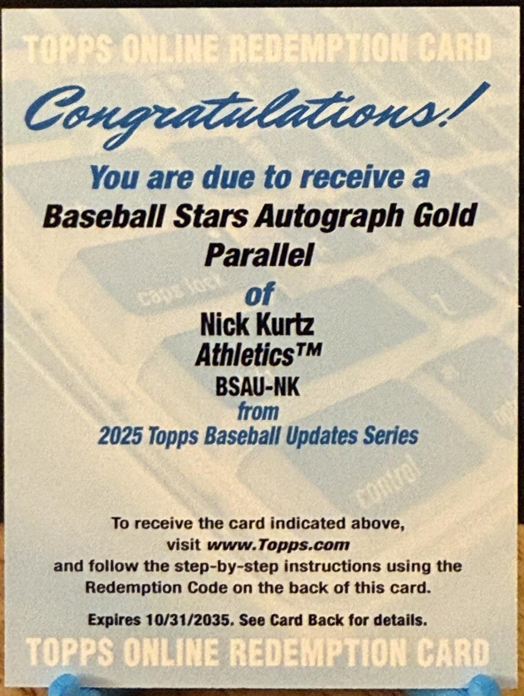 Nick Kurtz [Gold] #BSAU-NK